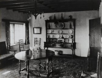Photographic view of dining room.
