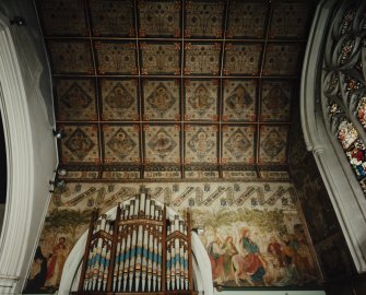 Interior.
View of chancel ceiling and North wall.