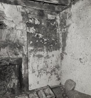 Interior.
View of N portion of W wall on second floor.