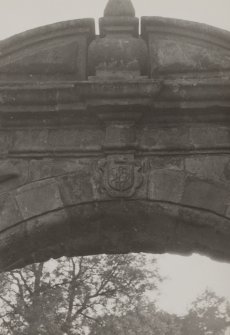 Detail of outer gate showing monogram (1661).