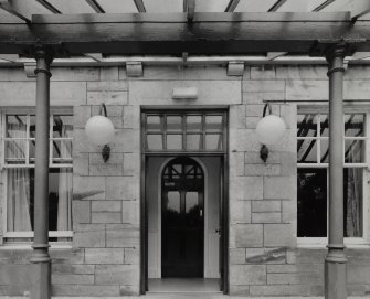 Alton House. View from SE. Detail of main door.