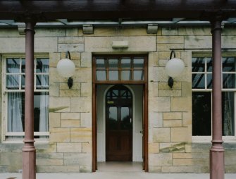 Alton House. View from SE. Detail of main door.