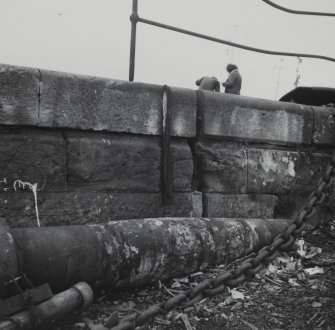 Detail of iron bollard removed from compass pier.