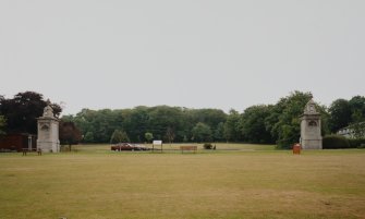 View of pair of classical piers