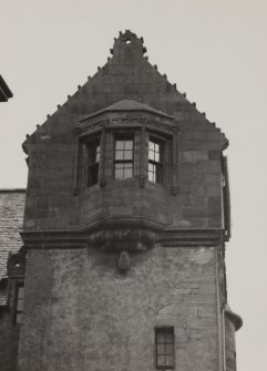 Detail of oriel dormer in tower.