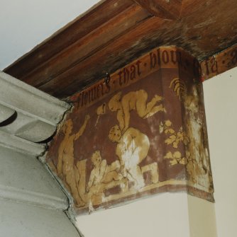 Interior.
Detail of decoration on chimney piece wall in drawing room.