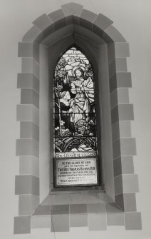 Interior.
Detail of stained glass window.