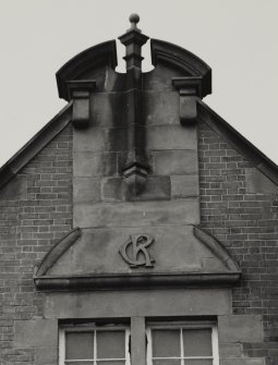 View of initials: CR on main entrance front.