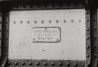 Detail of maker's name on girder.