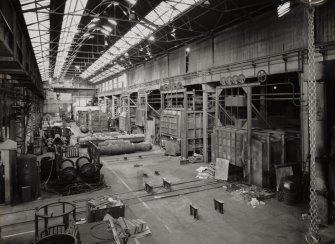 Heat-treatment Bay: elevated view from S, showing (right) five bogie-annealing furnaces, and in background, two hood furnaces (all gas fired)