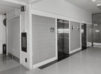 Basement, general view of lift area, Bellshill Maternity Hospital.