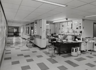 First floor, general view of nurses station, Bellshill Maternity Hospital.