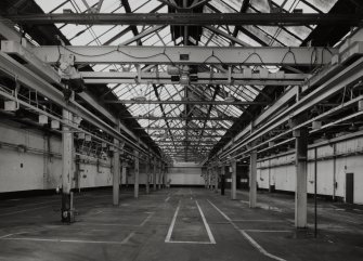 Motherwell, Craigneuk Street, Anderson Boyes
Machine Shop (Dept. 30, built 1923): Interior view from W down centre of three bays.  The machine tools have been moved to other parts of the factory, and the building is now disused