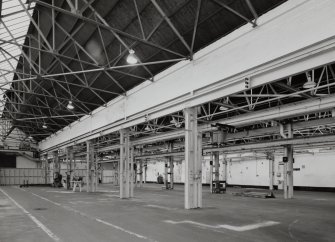 Motherwell, Craigneuk Street, Anderson Boyes
Machine Shop and (far right bay) Gear-cutting Shop (Dept. 33, built 1924): Interior view from west-north-west.  The machine tools have been moved to other parts of the factory, and the building is now disused.