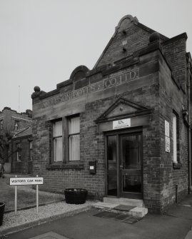 Motherwell, Craigneuk Street, Anderson Boyes
Detailed exterior view of main facade of original offices, built in 1899, and bearing the original name of the company, Anderson Boyes