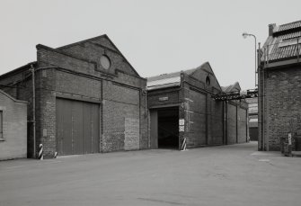 Motherwell, Craigneuk Street, Anderson Boyes
Exterior view from south west of Pattern Shop (left, built 1920), and Marking Shop (built 1911)