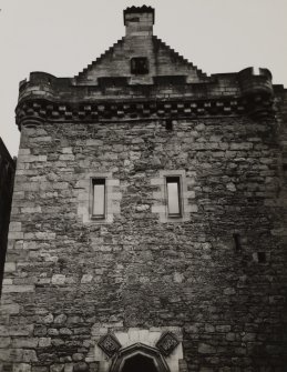 View of tower from courtyard.