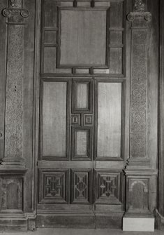Detail of concealed doorway in E wall of drawing room.