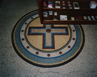 Interior. Main entrance lobby, detail of mosaic floor