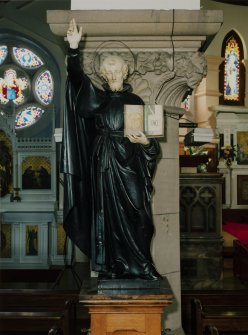 Interior. Detail of statue to St. Ignatius