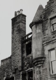 Detail of chimney and turret, 3 Castle Terrace.