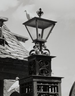 Lantern (on top of gate post), detail
