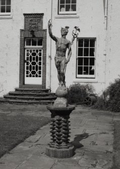 View of Statue of Hipocrates with his staff Caduceus