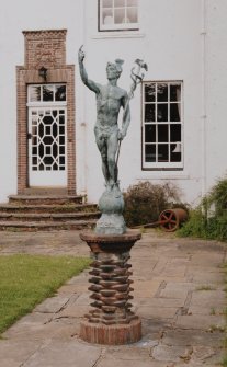 View of Statue of Hipocrates with his staff Caduceus