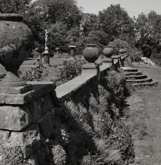 Detail of Terrace Wall and steps with urns