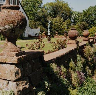 Detail of Terrace Wall and steps with urns