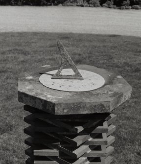 Detail of Sundial showing the dial and gnomen