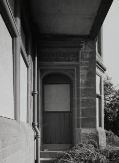 Detail of doorway to Villa Block 2 with inscription " BEHOLD I AM THE LORD THAT HEALETH THEE"