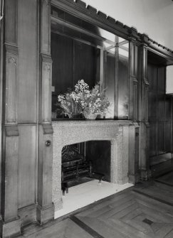 Library, detail of gilded and grained plaster ceilingLibrary lobby originally part of the library, detail of fireplace