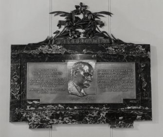 Entrance hall, detail of memorial plaque to Sir William MacEwan " to whom this hospital owes its inception"