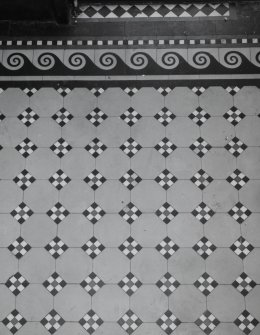 Detail of minton tile floor of entrance hall