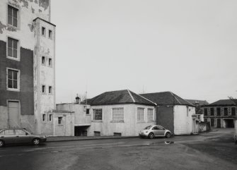 View of office buildings from W