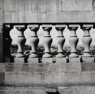 Detail of balustrade at roof level.