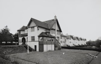 View from NE of the factory's Bowling Club Clubhouse, situated on the opposite (W) side of Braids Road, fronting onto Falside Road