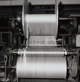 Carpet loom made by A F Craig Ltd of Paisley: rear view showing beams