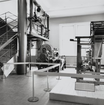 Carpet loom made by A F Craig Ltd of Paisley: general view after loom had been moved to the Royal Museum of Scotland from Stoddard's factory in Elderslie.  Photosurvey APR-1990