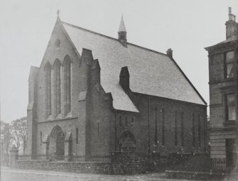 Session House, wall, copy of early photograph of exterior of church, detail