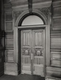 Interior.
View of door on N side of main Council Chamber.