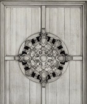 Interior.
Detail of ceiling piece ventilater in Council Chamber