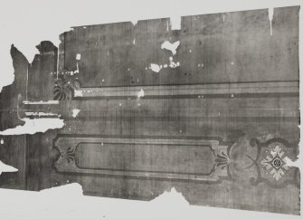 Interior.
Detail of wall covering on NW staircase.