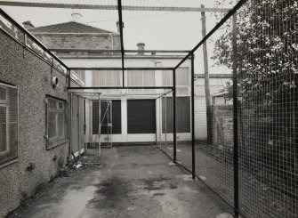 View of prefabricated building to N of Sheriff Court from N.