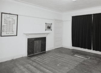 Session House, interior view from South West (with early photograph of exterior of church and plan, signed: T.G. Abercromby) on wall