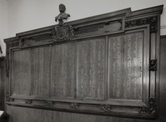 Detail of 1914-18 war memorial plaque located in foyer
