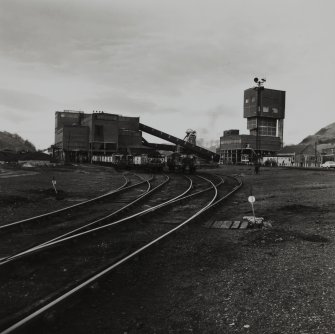 Bedlay Colliery. 
General view with sidings in foreground, coal preparation plant (left), and pithead (right).