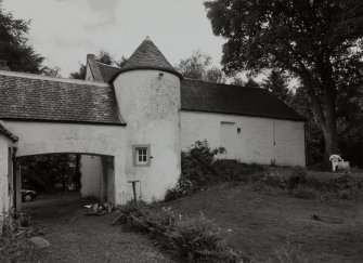 View of barn building and linking corridor from South West