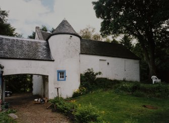 View of barn building and linking corridor from South West